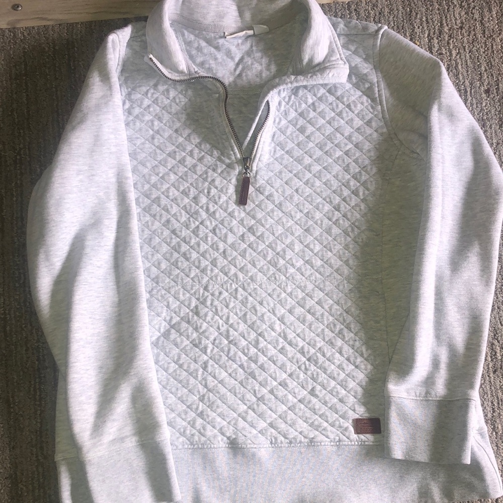 Womens Gray Quarter-Zip Sweater